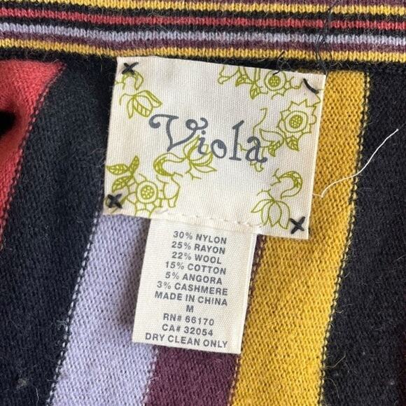 Viola pull on sweater skirt thick wool angora cashmere blend colorful stripe med - Picture 3 of 5